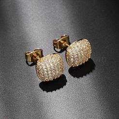 Pendientes de tuerca de circonio cúbico con micro pave de latón&nbsp;EJEW-F418-15G