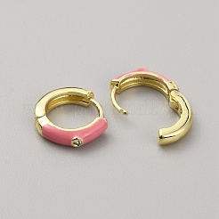 Серьги-кольца с эмалью и прозрачными фианитами&nbsp;EJEW-WH0004-39C