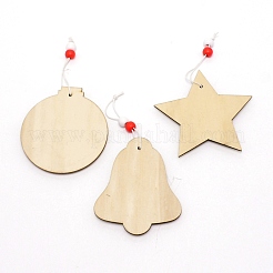 Contreplaqué sur le thème de noël avec de gros pendentifs en corde de chanvre&nbsp;WOOD-TAC0010-12