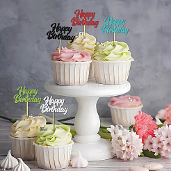 Decorazioni per torte in carta e paillettes glitterate con bastoncino di bambù&nbsp;DIY-WH20087-002