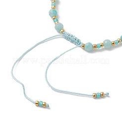 Braccialetto regolabile con amazzonite naturale e perline di vetro intrecciate&nbsp;BJEW-JB10137-07