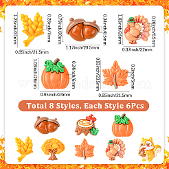 48 шт. 8 стиля осенняя тематика смоляные кабошоны&nbsp;RESI-SC0036-38