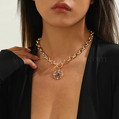 Collares con colgante de sol y estrella de aleación azul Capri con rhinestone y cierres para mujer.&nbsp;WGE6492-01