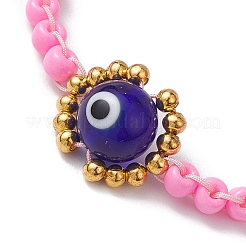 Lampwork fait à la main mauvais œil et perles de rocaille en verre bracelets de perles tressés&nbsp;BJEW-MZ00090-05