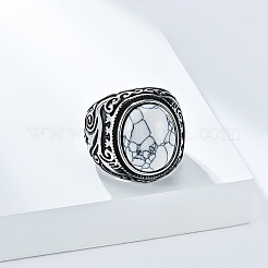 Anelli da uomo in acciaio inossidabile 304 con howlite naturale&nbsp;FS-WG44E14-08