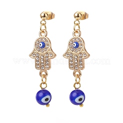 Bracciale con perline intrecciate malocchio a lume e orecchini pendenti&nbsp;SJEW-JS01258