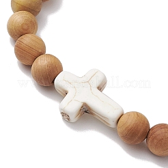 Bracelets extensibles en perles de bois pour hommes&nbsp;BJEW-JB11303-01