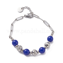 Pulsera redonda de cuentas de piedra mixta para niña mujer&nbsp;BJEW-F418-06