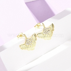 Latón micro pave aretes de circonita cúbica transparente&nbsp;EJEW-D351-10G