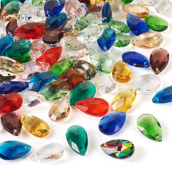 100шт граненые стеклянные подвески в форме капли&nbsp;GLAA-KS0001-11