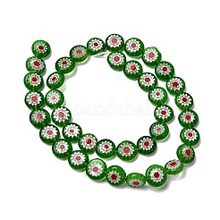 Handmade Millefiori Glasperle flach rund Stränge&nbsp;LK-P011-24