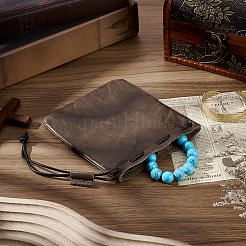 Sac de rangement en cuir de vache pour bijoux et cosmétiques&nbsp;ABAG-BBC0001-34A