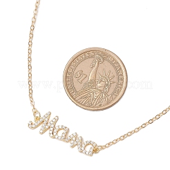 Word mama латунный микропаве прозрачный кубический цирконий подвеска кабель цепочка ожерелья для женщин NJEW-TA00193