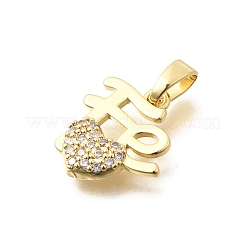 Pendentifs en laiton et zircon cubique transparent pour la Saint-Valentin&nbsp;KK-B187-18G