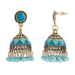 6 paire de boucles d'oreilles pendantes en émail 3D de style ethnique à 6 couleurs avec perles de rocaille&nbsp;EJEW-AN0001-94
