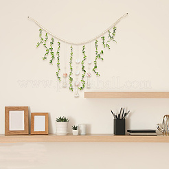 Подвесные украшения из хлопка и деревянных бусин&nbsp;HJEW-WH20004-14B