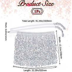 Пояс из полиэстера с блестками и цепочками&nbsp;AJEW-WH0166-70A