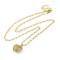 Латунные прозрачные кубические цирконии ожерелья с подвеской в виде сердца для женщин&nbsp;LS-NJEW-R100-01G