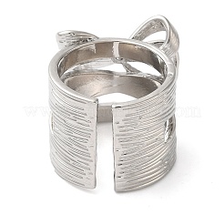 Anelli larghi da donna con polsino aperto con fiocco in micro pavé di zirconi cubici in ottone&nbsp;RJEW-B057-03P