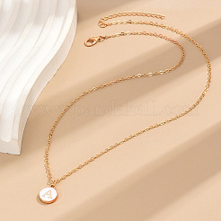 Colliers pendentifs en alliage émaillé blanc avec initiales pour femmes&nbsp;WG552C5-01