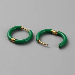 Orecchini a cerchio huggie in acciaio inossidabile 304 placcato oro 18k con smalto&nbsp;EJEW-WH0004-147A