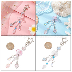 4 шт. 2-х цветные стеклянные подвесные украшения в виде медуз&nbsp;HJEW-SP0001-17