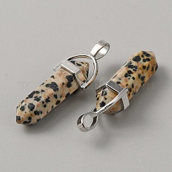 Двойные остроконечные подвески из натуральной далматинской яшмы&nbsp;G-WH0016-37I