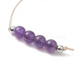 3 Uds. Juego de pulseras de cuentas trenzadas de amatista natural de 3 estilos&nbsp;BJEW-JB09334-02