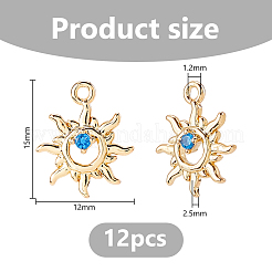 12 breloques en laiton micro pavé de zircone cubique&nbsp;KK-DC0005-19
