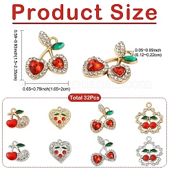 32 Uds 8 estilos colgantes de rhinestone de cristal de aleación&nbsp;FIND-YW0012-47