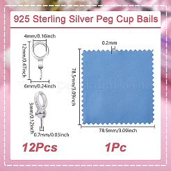 12 шт. 925 серебряных шурупа для крепления колышков&nbsp;STER-GO0001-54