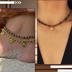 200 шт. круглые бусины из натурального тигрового глаза&nbsp;G-SP0001-21A