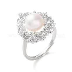 925 регулируемое кольцо из родированного серебра для женщин RJEW-M065-01P