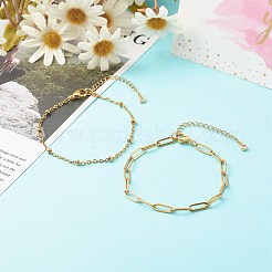 Ensemble de bracelets en acier inoxydable 304 avec trombones et chaînes satellites&nbsp;X-BJEW-JB06523