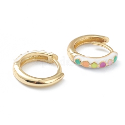 Orecchini a cerchio huggie in ottone smaltato&nbsp;EJEW-L234-062G