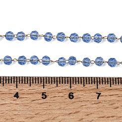Collar de cadena de eslabones de acero inoxidable 304 con cuentas redondas facetadas de vidrio y piedra de nacimiento para mujer.&nbsp;NJEW-G195-01G-07