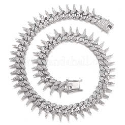 Messing Kristall Strass Dornen Spike kubanische Gliederkette Halsketten für Männer&nbsp;FS-WG31A8F-01