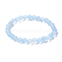 Bracelets extensibles en perles de jade blanches naturelles et teintes&nbsp;BJEW-K212-A-018