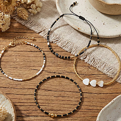 4 Stück 4 verschiedene Stile Stretch-Armband-Set aus Glasperlen&nbsp;FG0392-1