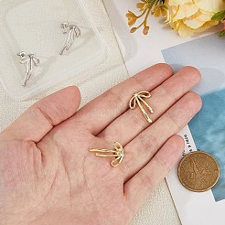 2 пара сережек-гвоздиков из латуни 2 цветов с прозрачным фианитом для женщин&nbsp;EJEW-HS0001-01