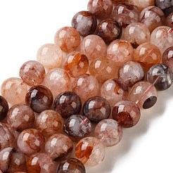 Quartz hématoïde naturel / brins de perles de quartz ferrugineux&nbsp;G-H343-D14-14mm