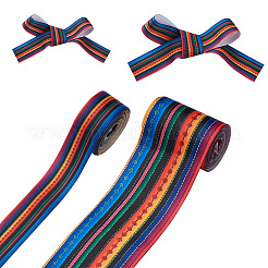 2 rouleau 2 styles de ruban gros-grain en polyester imprimé à rayures&nbsp;OCOR-TA0001-37K