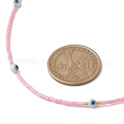 Collana con perline di vetro e malocchio lavorato a lume con fermagli in acciaio inossidabile 304 placcato oro 18k&nbsp;NJEW-JN04597-02