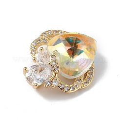 Colgantes de circonio cúbico transparente micro pavé de latón chapado en oro real de 18k&nbsp;KK-C015-11G-17