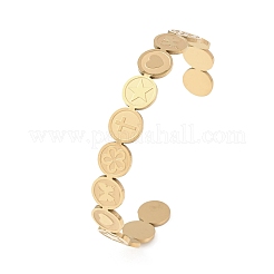 Bracelets manchettes plats et ronds en acier inoxydable 201 pour femmes&nbsp;BJEW-T024-01E-G