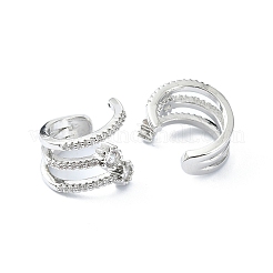 Серьги-каффы из латуни с микропаве и кубическим цирконием&nbsp;EJEW-C086-07P