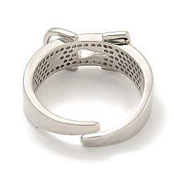 Стойка с покрытием из латуни микро-паве с кубическим цирконием в форме ремня с открытыми манжетами для женщин&nbsp;RJEW-F162-10P