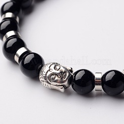 Buddha-Kopf-Edelstein-Perlen Stretch-Armbänder&nbsp;X-BJEW-JB01864-06