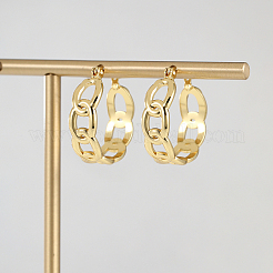 Schlichte 201 Edelstahl Cuban Link Creolen&nbsp;LS-WG5268