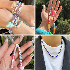 300 шт. акриловые европейские бусины с большими отверстиями в виде букв 5 стилей&nbsp;SACR-TA0001-43